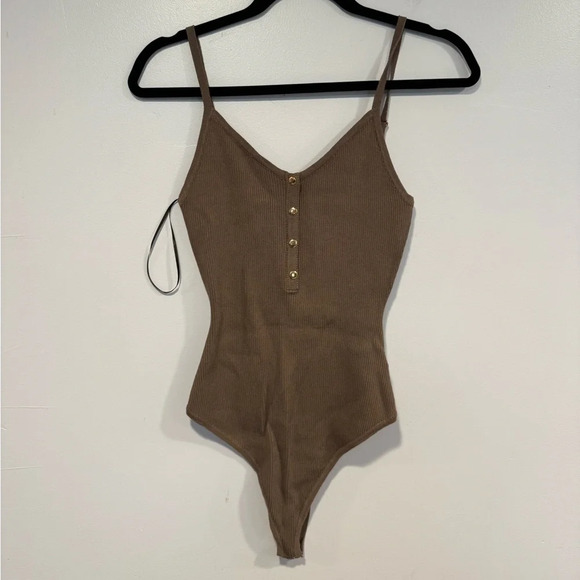 NWT brown button contour bodysuit love tree - Picture 1 of 4